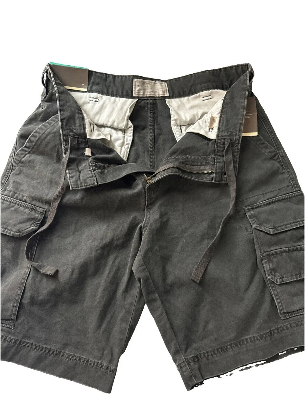 NWT Merona Mens Cargo Shorts Olive Twist Dark Green Classic Utility New Tag 34